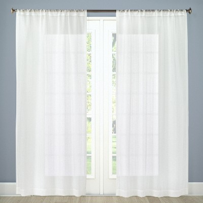 Textured Sheer Curtain Panel White (42\